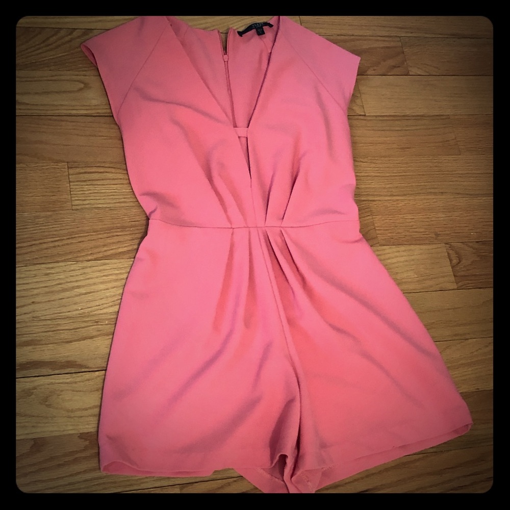 Coral shorts romper